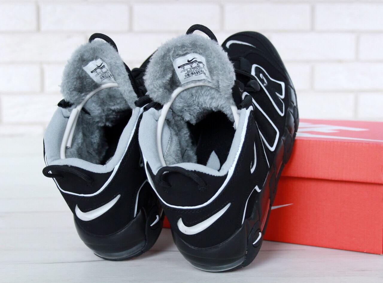 Зимние кроссовки с мехом Air More Uptempo 96 Winter Black White - фото 5 - id-p1561867289