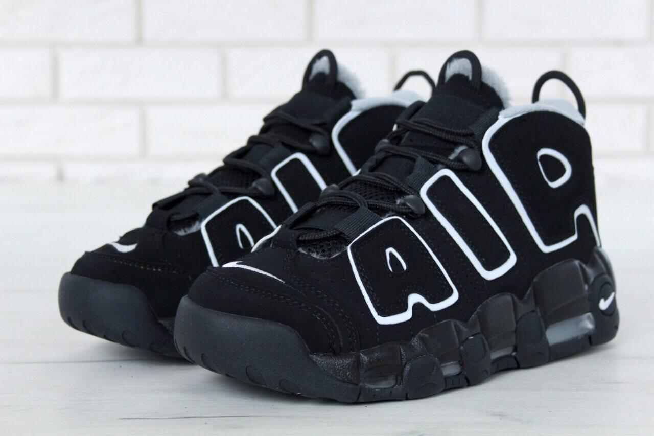 Зимние кроссовки с мехом Air More Uptempo 96 Winter Black White - фото 8 - id-p1561867289