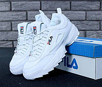 Жіночі зимові кросівки з хутром Fila Disruptor 2 в білому кольорі 38 розмір