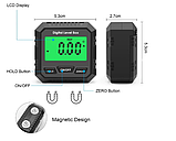 Електронний кутомір, цифровий ухиломір, електронний рівень 0-90 градусів із магнітами 94PD, фото 3