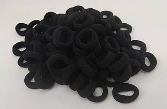 Гумки для волосся махрові чорні 100 шт. — м’які, еластичні, не травмують волосся