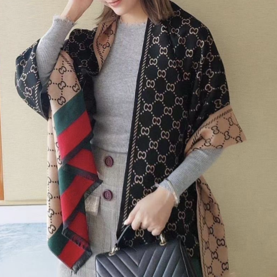 Теплий шарф В стилі G з монограмою Xingyan чорно-бежевий