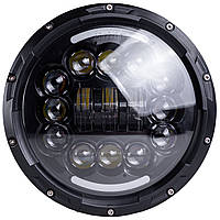 Фара головного світла LED 75W (ближній + дальній + хідові вогні (кільце)) 7 дюймів (ГАЗ, КамАЗ, УАЗ, ЗиЛ, МАЗ, Ваз)