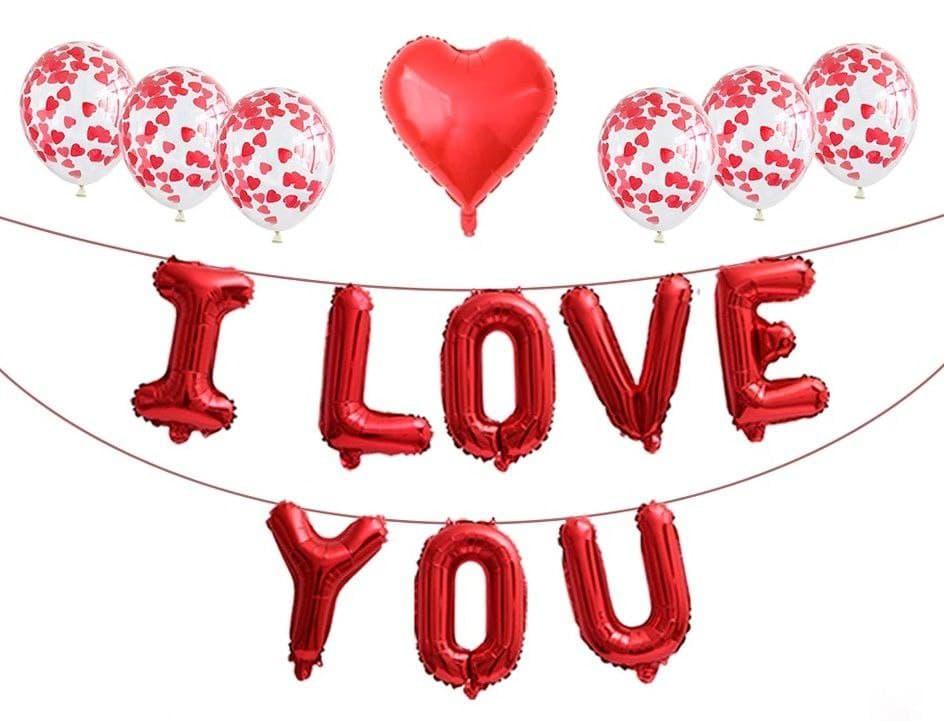 Набір із кульок з написом I LOVE YOU | Червоний