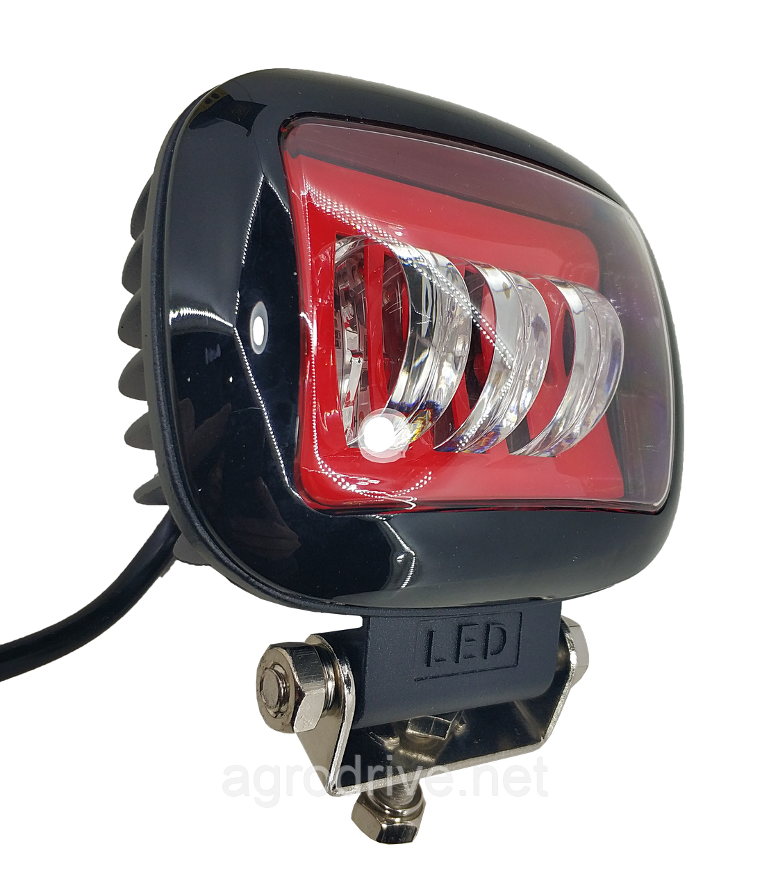 Фара світлодіодна LED протитуманна прямокутна 30 W (3 діоди) red