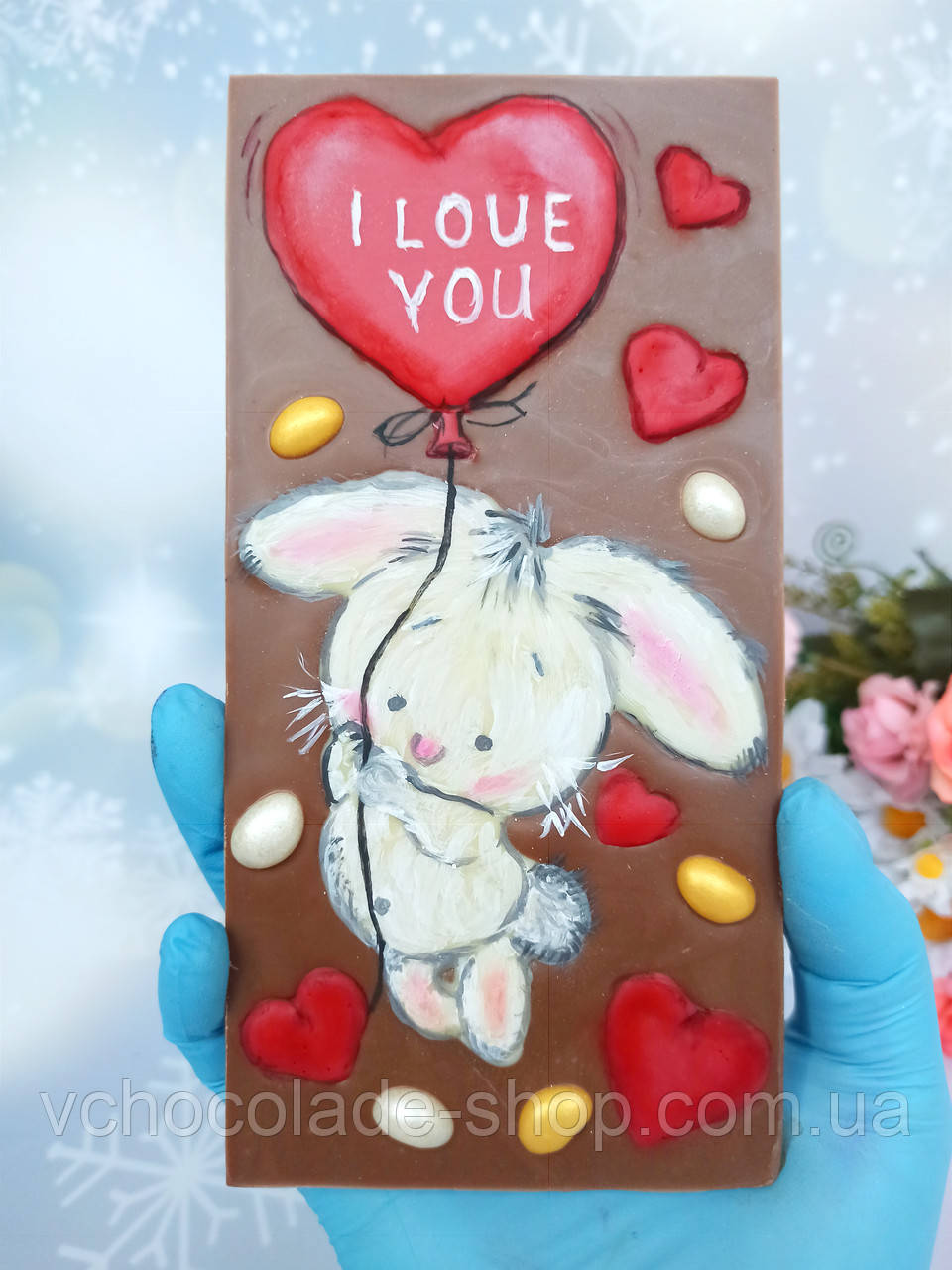 Открытка-валентинка с шоколадкой на 14 Февраля 10 шт
