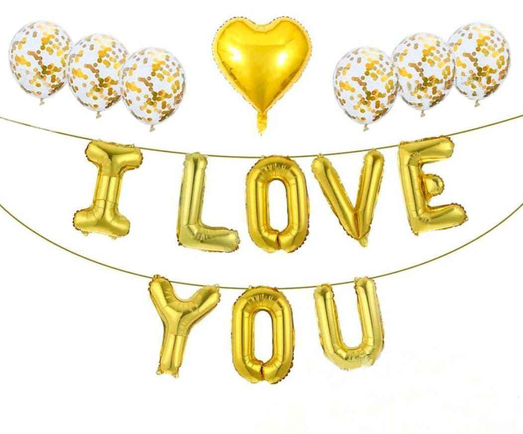 Набір кульок з написом I LOVE YOU Золото | День святого Валентина
