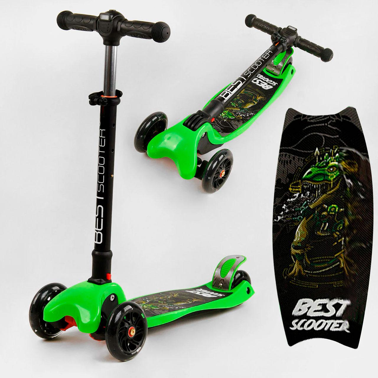 Самокат триколісний Best Scooter L-6503 MAXI "Dinorobot" складаний кермо, фара, регулювання керма, новинка, фото 1