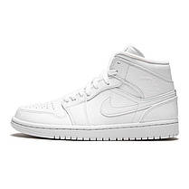 Кросівки Nike Air Jordan 1 Mid Triple White, фото 2