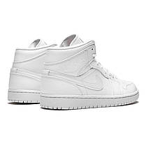 Кросівки Nike Air Jordan 1 Mid Triple White, фото 2