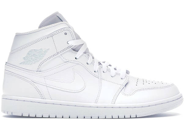 Кросівки Nike Air Jordan 1 Mid Triple White, фото 2