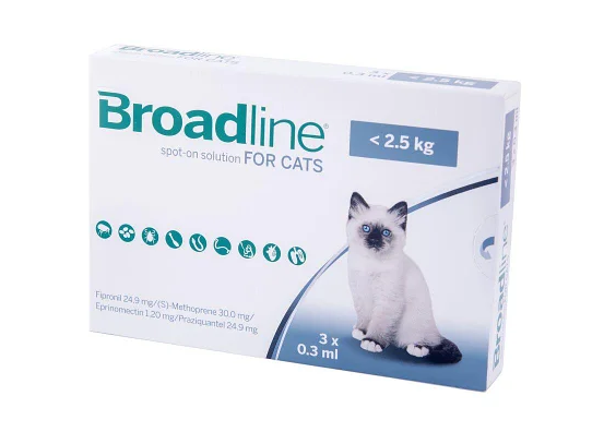 Бродлайн Спот-он S для кішок до 2,5 кг, 3 шт. Для лікування і профілактики энтомозов, нематозов, цестодозов