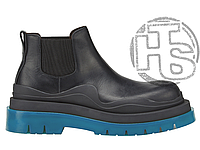 Женские ботинки Bottega Veneta Mini Black Blue (мех) ALL07366