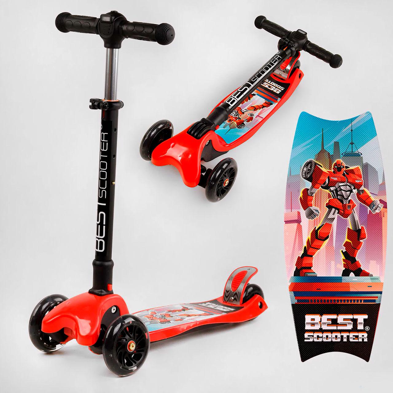 Самокат триколісний Best Scooter L - 9658 MAXI "Трансформер" складаний кермо, фара, регулювання керма, новинка, фото 1