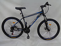 Гірський підлітковий велосипед Azimut Aqua GFRD 24 дюйма рама 15" чорно-синій (ORIGINAL SHIMANO)