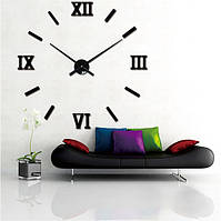 Часы настенные 3D Najlepsi Cas 130 "Римские2" Кварцевые наклейки с 3Д эффектом 130 см Черные (Чехия)
