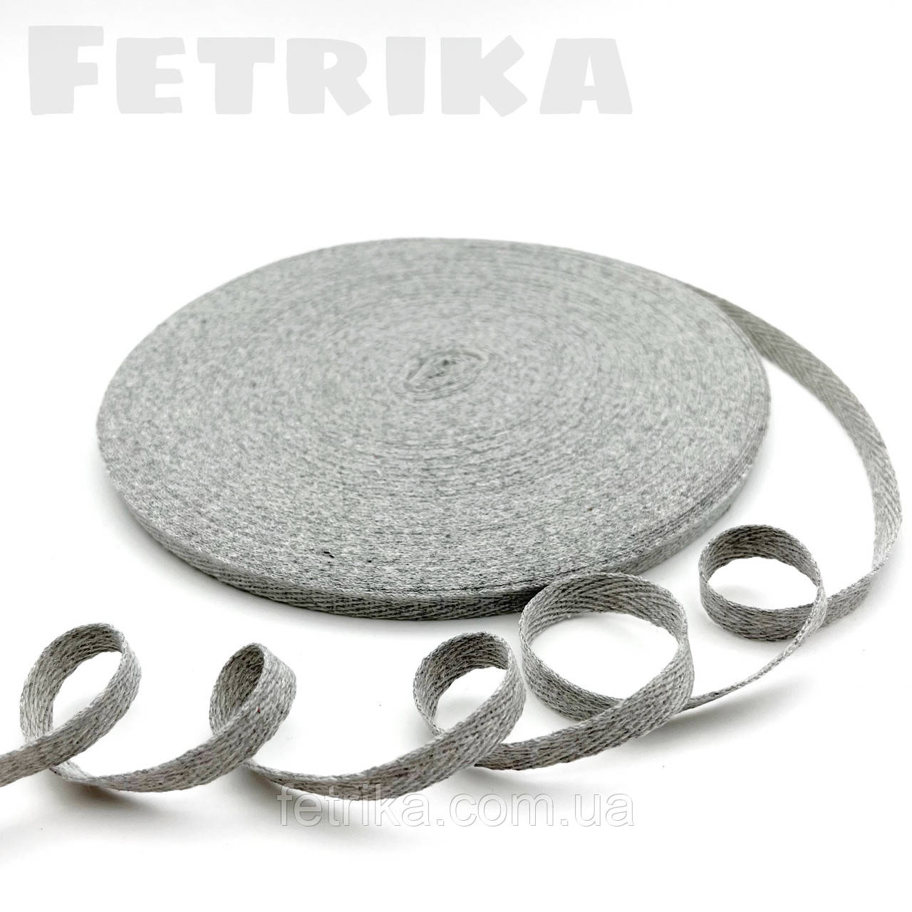 Стрічка кіперна сіра меланж 1 см, фото 1