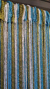 Штори нитки кісея дощ з люрексом райдужні № 1-11-19 білий/блакитний/сірий 3 м на 2.8 м більше 50-ти кольорів