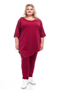 Червоний Жіночий Костюм "Клоді" Повсякденний Великого розміру 64-66 Спортивний Туніка та Штани Батал