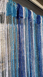 Штори нитки кісея дощ з люрексом райдужні № 1-11-208 білий/блакитний/синій 3м на 2.8 м більше 50 кольорів