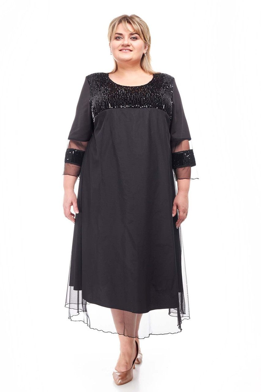 "Маскарад" Сукня батал 58-60, 62-64, 66-68,  Подовжена великого розміру Святкова вільна