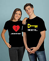 Парные футболки "Ключ к твоему сердцу", прикольная парная одежда для влюбленных на день влюбленных