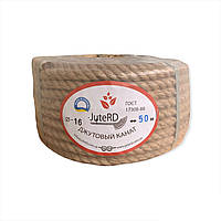 Мотузка джутова 16 мм, 50 м, вищий сорт, щільне скручування