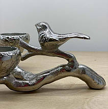 Свічник на 3 свічки «Срібний птах» 30X18X9 CM AL-22092, фото 5