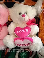 Плюшевый мишка с сердцем , подарок девушке, валентинка Мягкая игрушка Мишка с сердцем 22 см,муз