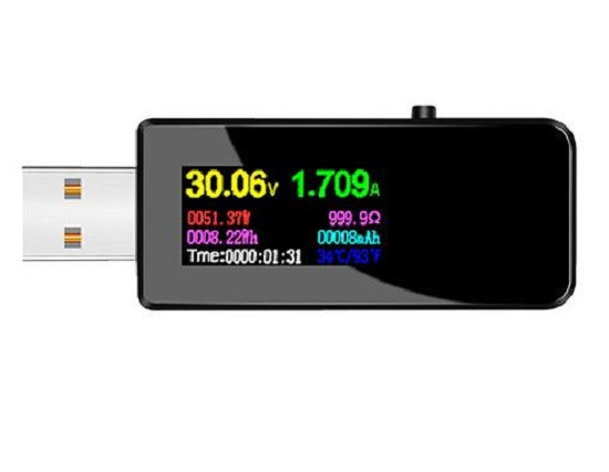 USB тестер AtorchU96 13в1 вимірювання струму напруги ємності маг Вт Втч D+ D-, чорний