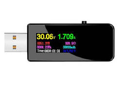 USB тестер AtorchU96 13в1 вимірювання струму напруги ємності маг Вт Втч D+ D-, чорний