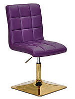 Стілець Augusto 4-GD-Base фіолетовий шкірозамінник 1031, на квадратній золотій опорі з регулюванням висоти, фото 2