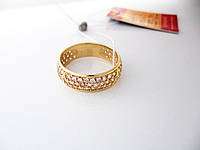 Обручальное кольцо с фианитами 18 размер 3.7 грамма Лимонное Золото 585 пробы