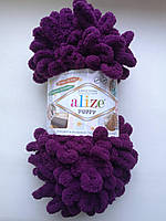 Пряжа Alize Puffy Алізе Пуффі колір сливовий 111 для в'язання без спиць руками з петельками петлями