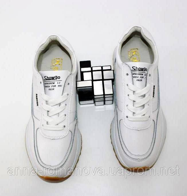 кожаные белые кроссовки из натуральной кожи унисекс 112211 р-р 36-40 - фото 2 - id-p1386096906