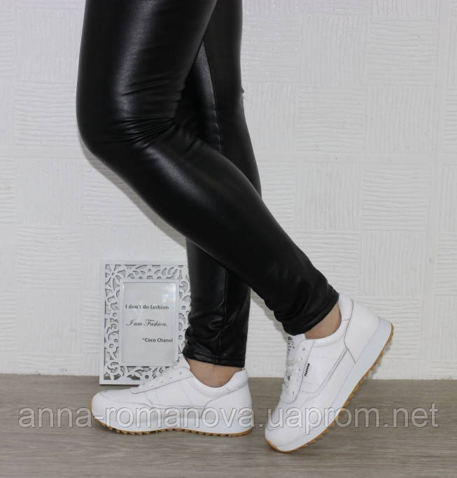 кожаные белые кроссовки из натуральной кожи унисекс 112211 р-р 36-40 - фото 3 - id-p1386096906
