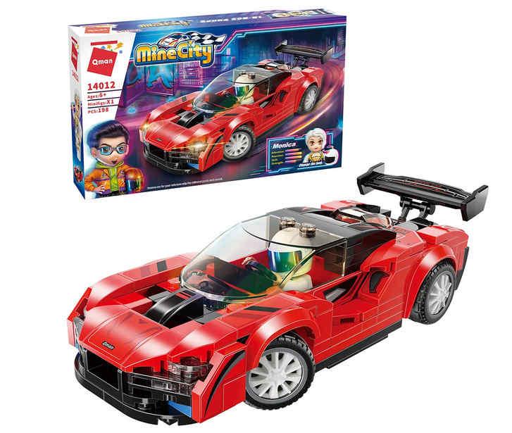 Конструктор Qman «Автогонки» червона гоночна машина 198 деталей
