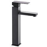 Високий чорний змішувач для умивальника Mixxus Німеччина, фото 5