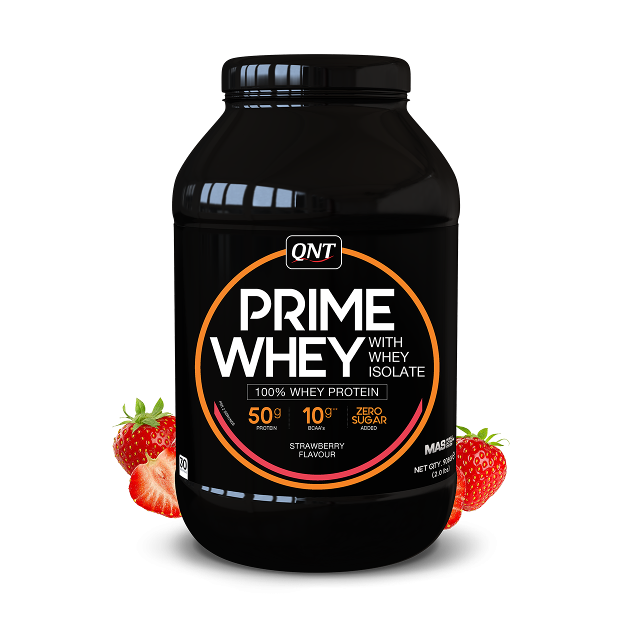 Ізолят сироваткового протеїну QNT "Prime Whey" Полуниця (908г)