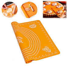 Силіконовий килимок для тіста оранжевий з розміткою