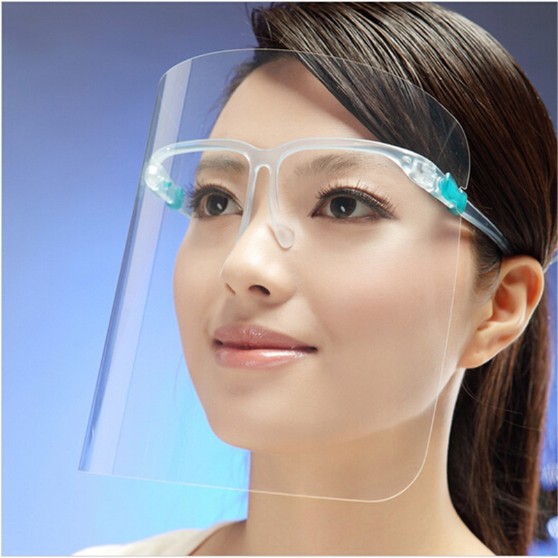 Защитная медицинская маска для лица пластиковая антивирусный экран щиток крепление как очки - фото 1 - id-p1562149014