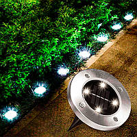 Маленький круглый уличный светильник на солнечной батарее садовый фонарь Bell Howell Disk lights 4 led