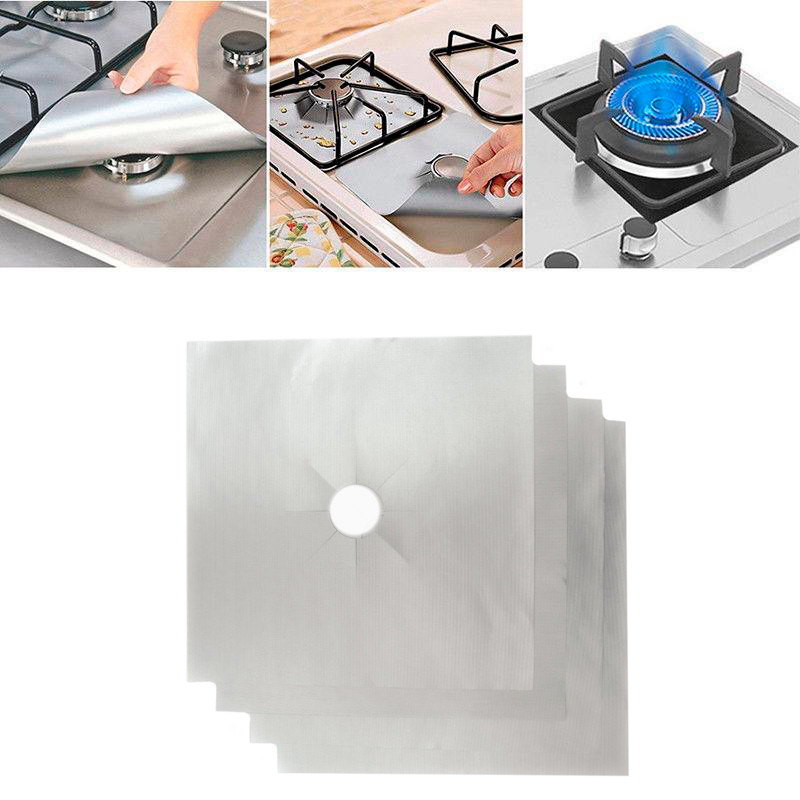 Багаторазові Сірі захисні накладки (27х27см) для газової плити, антипригарний килимок, накладка на плиту (ST)