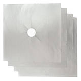 Багаторазові Сірі захисні накладки (27х27см) для газової плити, антипригарний килимок, накладка на плиту (ST), фото 2