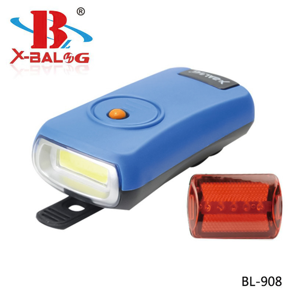 Велосипедный фонарь передний и задний велофонарь 2 шт на батарейках синий X-Balog BL-908 - фото 2 - id-p1562152649
