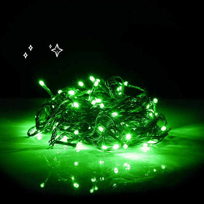 Светодиодная новогодняя гирлянда 32м зеленая электрические гирлянды на елку гірлянда - фото 1 - id-p1562152680