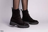 Ботинки женские зимние замшевые черные