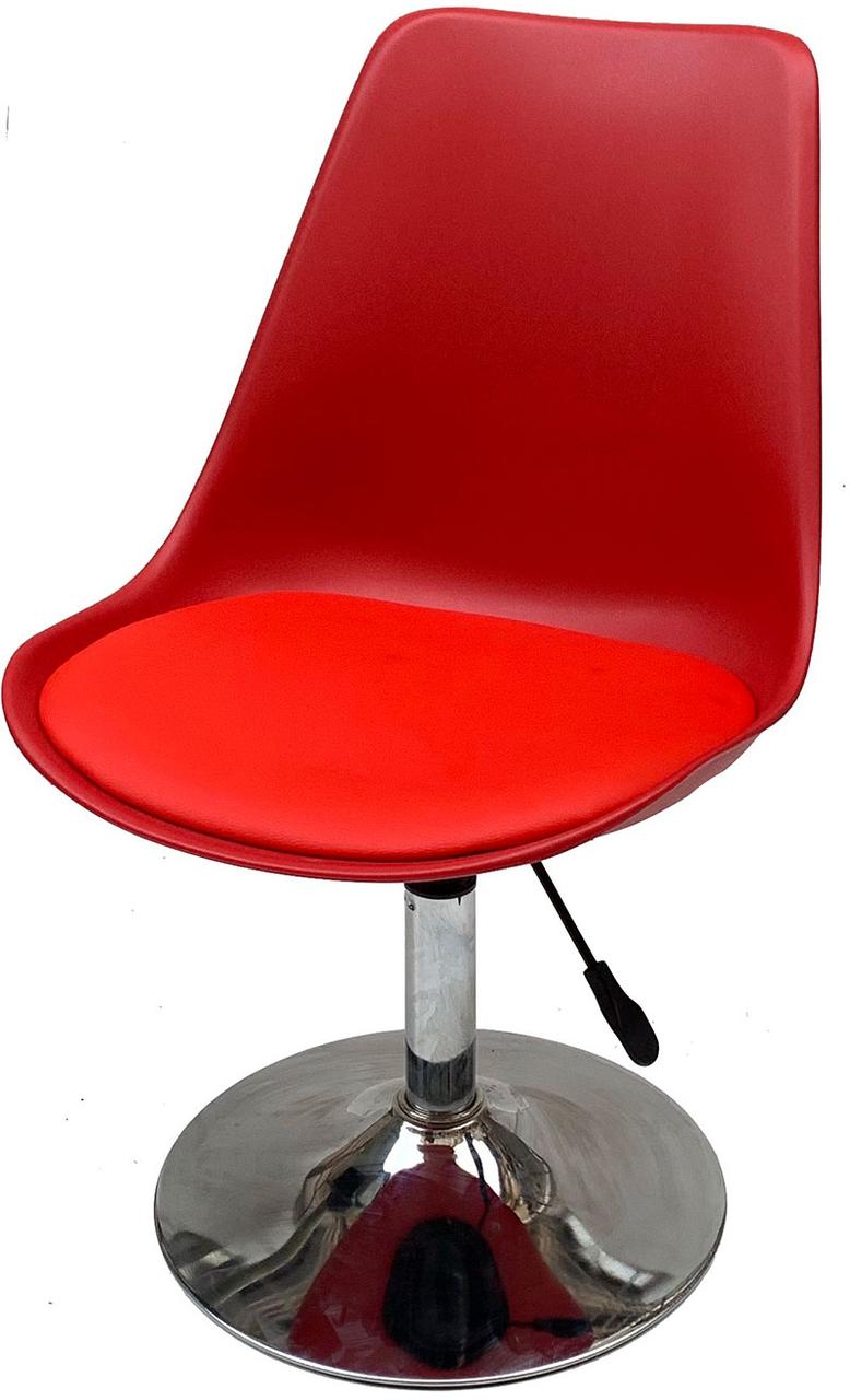 Стілець Albert CH-Base червоний 323, на хромованій круглій опорі, з регулюванням висоти сидіння, фото 1