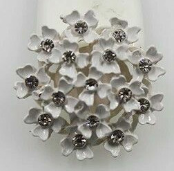 Металевий декор Квіти зі стразами білий, фото 1
