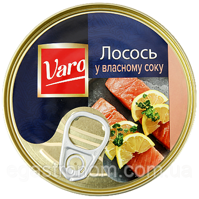 Лосось у власному соку Варо Varo 192/240g 48шт/ящ (Код: 00-00010226), фото 1